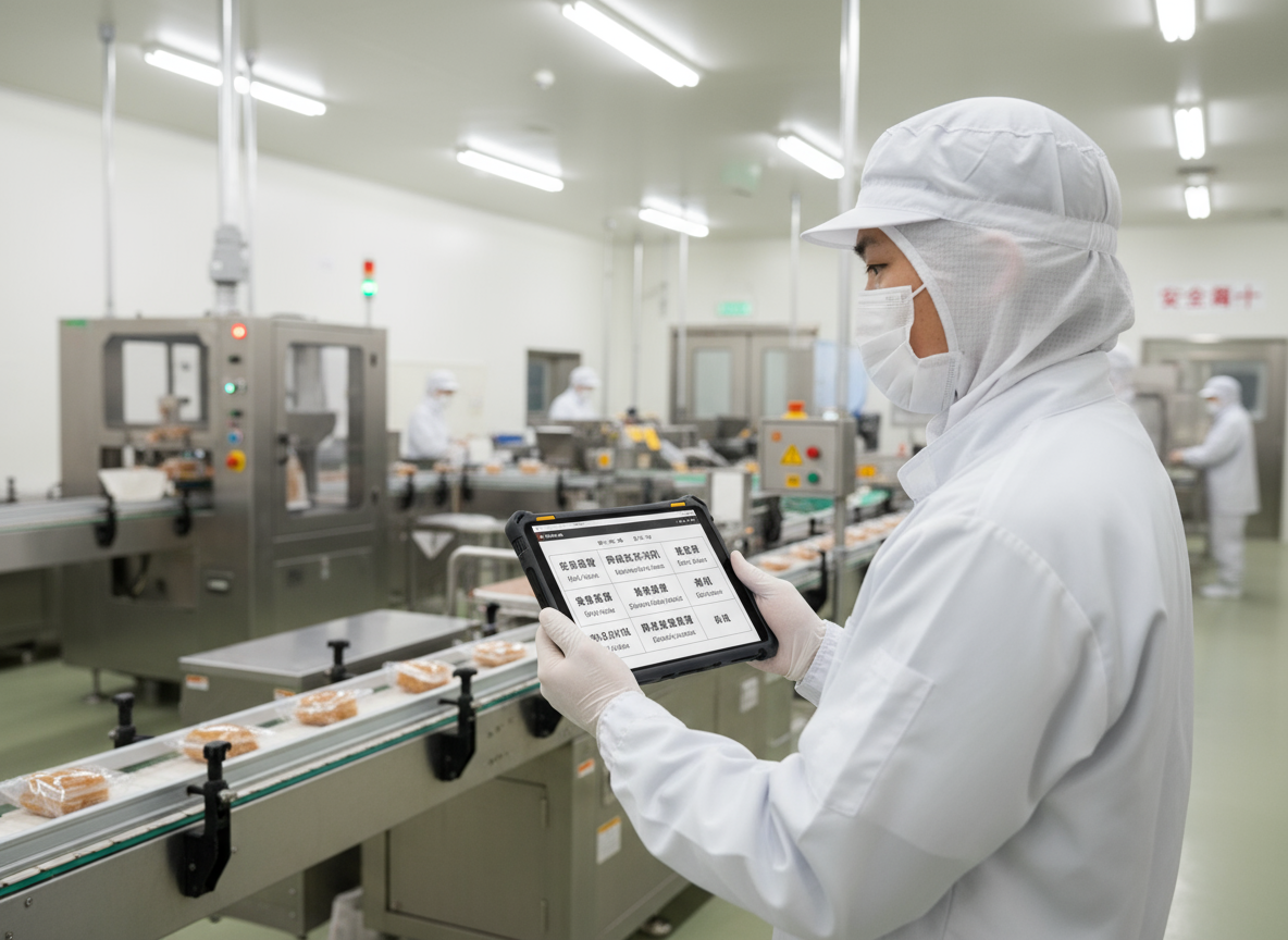 タブレットで多言語マニュアルを確認する外国人実習生