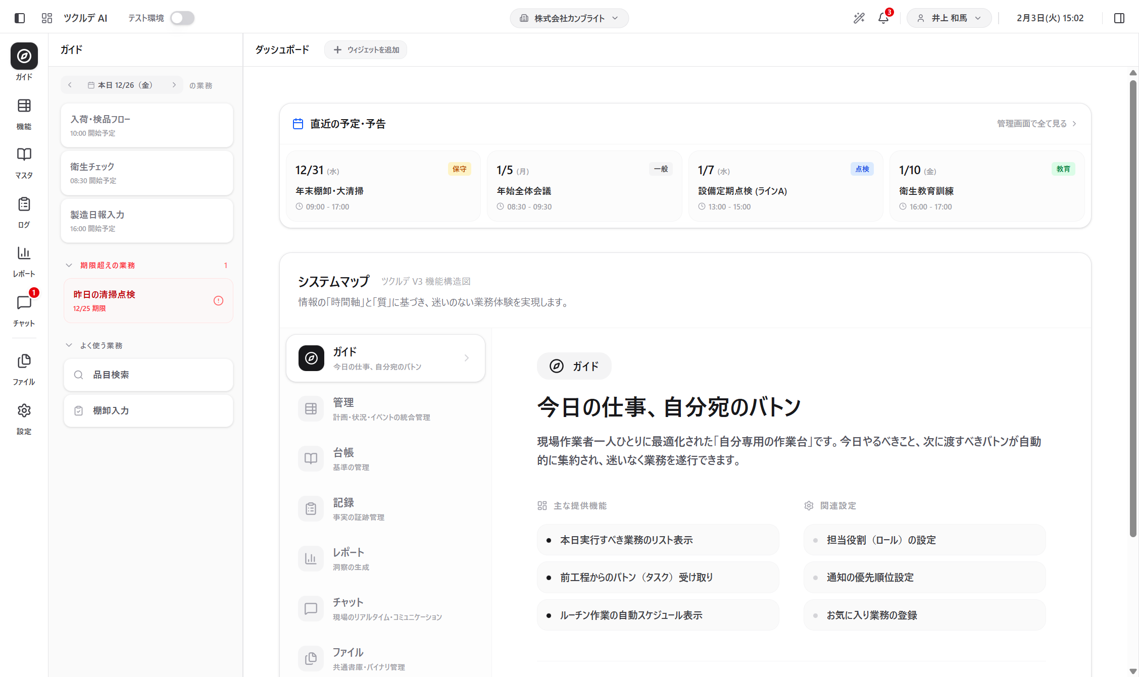 生産・在庫統合コックピット画面