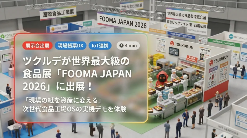 【展示会出展】FOOMA JAPAN 2026に出展いたします！「現場の紙を資産に変える、次世代食品工場OS ツクルデ」